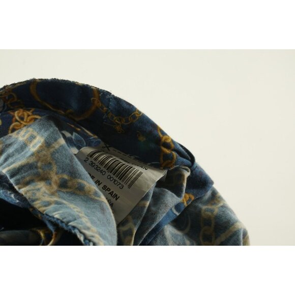 Dario Beltran Spain Men's Large Long Sleeve Blue Gold Chain Button Down Shirt - Picture 8 of 9